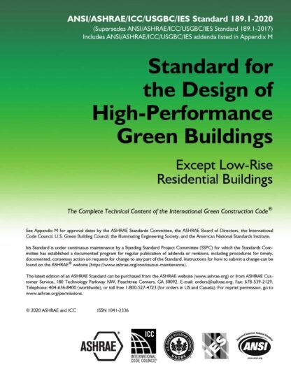 ASHRAE 189.1-2020 – Standard for the Design of High-Performance Green Buildings PDF Download